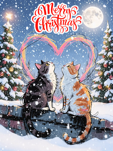 Cats kitten christmas card - kitten,