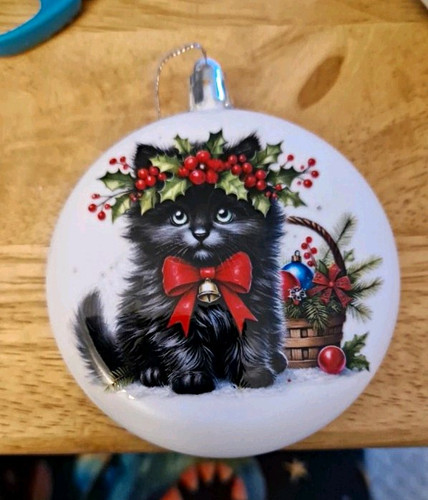 Black cat christmas bauble - black,