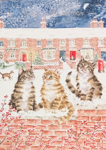 Wrendale foiled cats - foiled, christmas