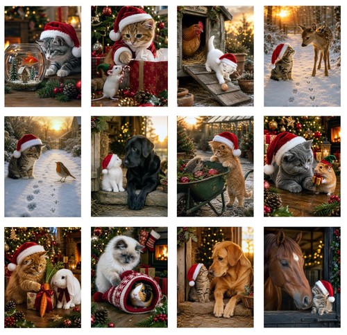Luxury cat christmas - cat, cards