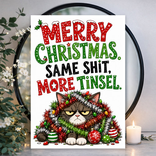 Funny rude christmas - rude, cat