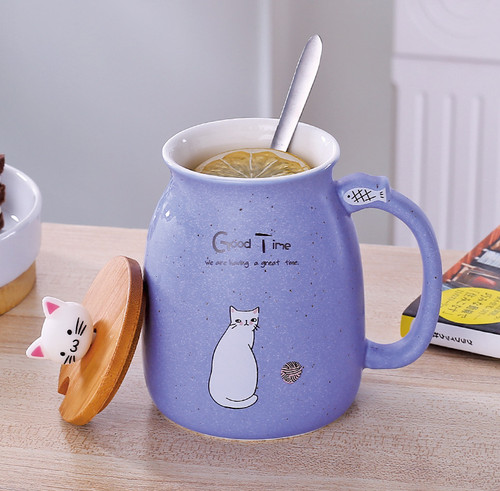 Mug lid 450ml ceramic cartoon - 450ml,
