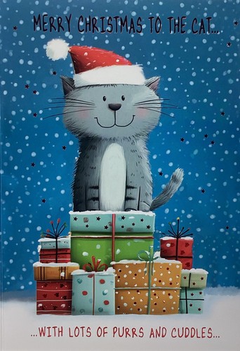 The cat christmas card - cat,