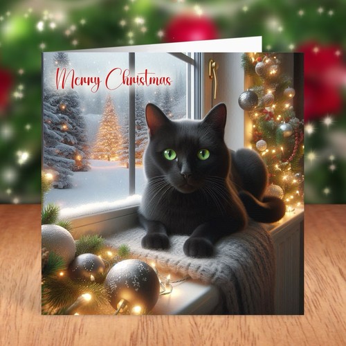 Black cat christmas card - christmas,